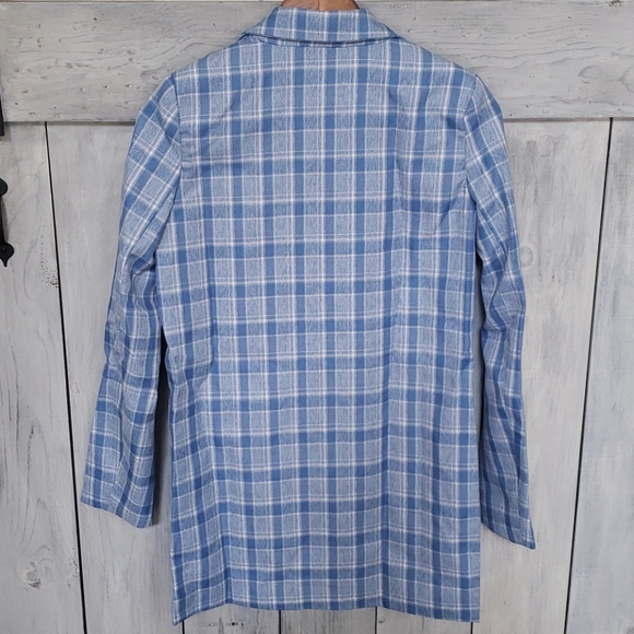 ASOS Heartbreak Longline Blazer in Blue Check US Size 4 NWT NEW - Picture 11 of 17